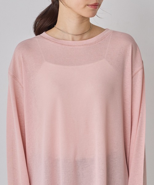 hunch(ハンチ)の「シアーワッフル リラクシー 長袖Tシャツ(Tシャツ/カットソー・レディース・オフホワイト/ブラック/ピンクベージュ/ペールイエロー・FREE)」の21枚目の写真