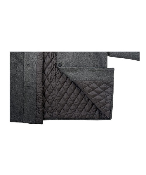 セール】[MADE] ストラップ付きキルティングフードハーフコート