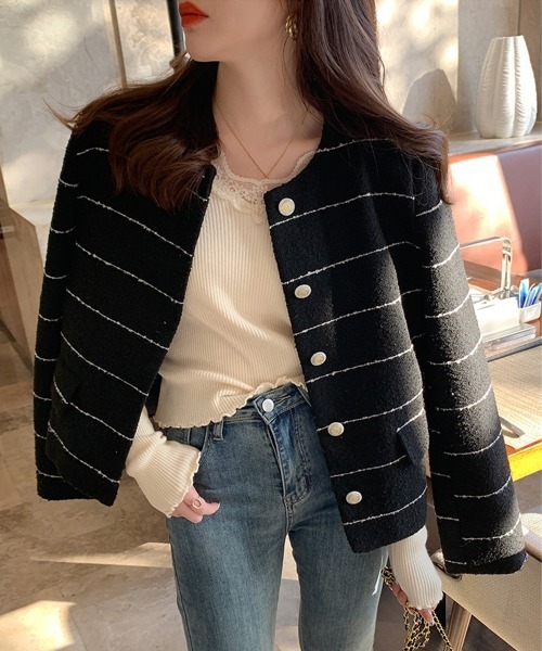 Miniministore(ミニミニストア)の「ニットトップス レディース レース付き(ニット/セーター・レディース・ブラック/ホワイト/モカ/グレー/アイボリー・FREE)」の9枚目の写真