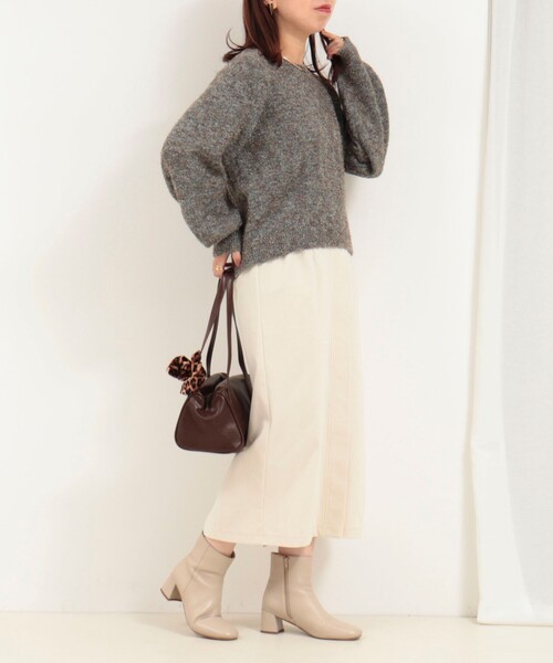 MICO COULIER（ミコクリエ）の「ストレッチ起毛ナロースカート（スカート・レディース・キナリ/オリーブ・38/36）」の5枚目の写真