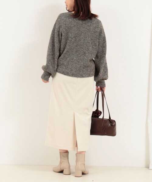 MICO COULIER（ミコクリエ）の「ストレッチ起毛ナロースカート（スカート・レディース・キナリ/オリーブ・38/36）」の6枚目の写真