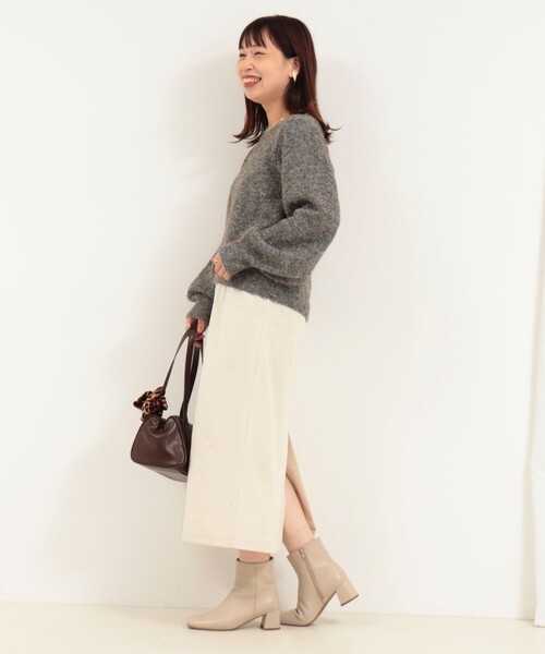 MICO COULIER（ミコクリエ）の「ストレッチ起毛ナロースカート（スカート・レディース・キナリ/オリーブ・38/36）」の7枚目の写真