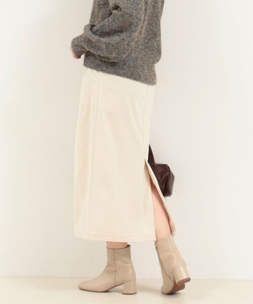 MICO COULIER（ミコクリエ）の「ストレッチ起毛ナロースカート（スカート・レディース・キナリ/オリーブ・38/36）」の8枚目の写真