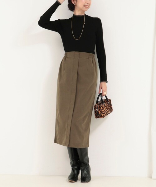 MICO COULIER（ミコクリエ）の「ストレッチ起毛ナロースカート（スカート・レディース・キナリ/オリーブ・38/36）」の11枚目の写真