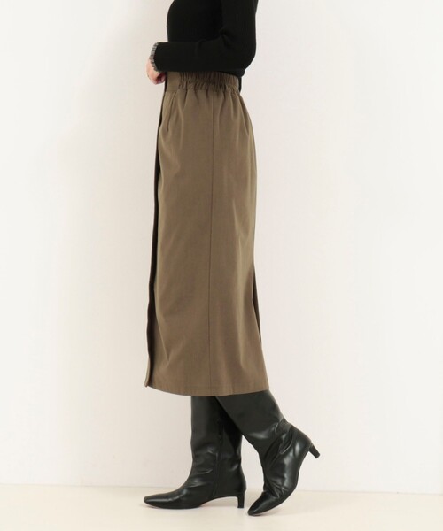MICO COULIER（ミコクリエ）の「ストレッチ起毛ナロースカート（スカート・レディース・キナリ/オリーブ・38/36）」の13枚目の写真