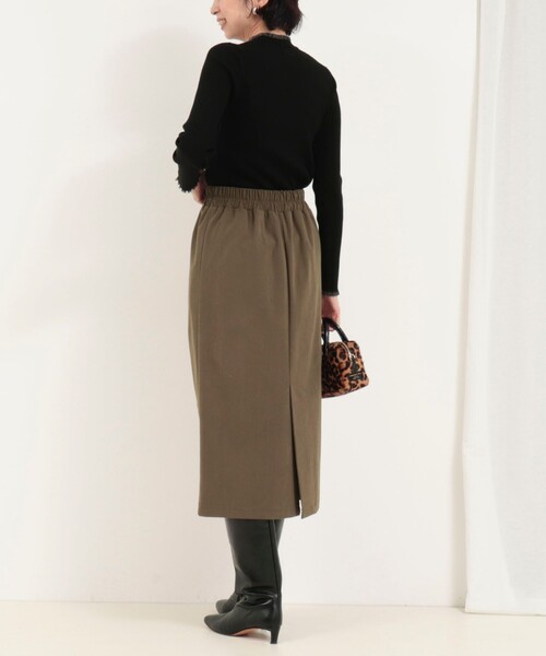 MICO COULIER（ミコクリエ）の「ストレッチ起毛ナロースカート（スカート・レディース・キナリ/オリーブ・38/36）」の14枚目の写真