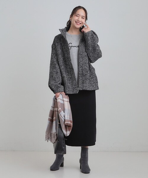 SHOO・LA・RUE(シューラルー)の「【S-LL】美シルエットの タンドツイードブルゾン(ブルゾン・レディース・ブラック系3/ブラウン系4・01/02/03/04)」の11枚目の写真