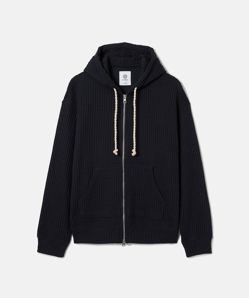 SEAGREEN（シーグリーン）の「SEAGREEN(シーグリーン) BIG WAFFLE RELAX HOODIE（パーカー・メンズ・ブラック/ネイビー/クリーム・2/1）」の3枚目の写真