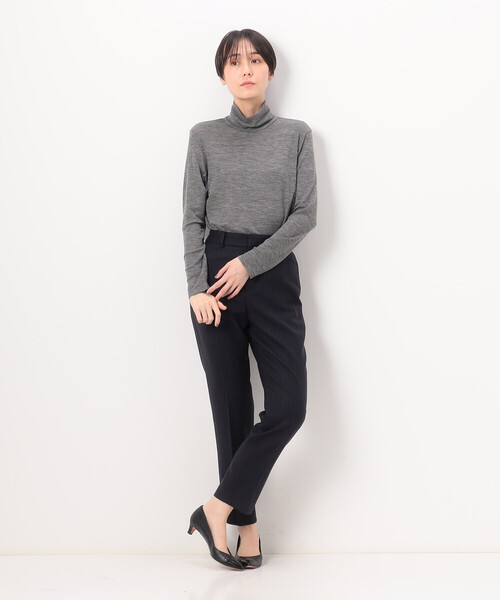 COMME CA(コムサ)の「〔 TALLサイズ 〕 【セットアップ対応】ウールストライプ パンツ(セットアップ・レディース・グレー・13号/15号)」の9枚目の写真