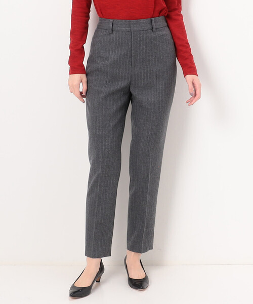 COMME CA(コムサ)の「〔 TALLサイズ 〕 【セットアップ対応】ウールストライプ パンツ(セットアップ・レディース・グレー・13号/15号)」の2枚目の写真