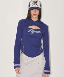MIDDLE SLIT HOOD LONG SLEEVE NAVY
