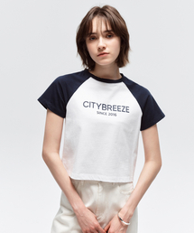 CITYBREEZE | シティラグラン配色クロップ半袖Tシャツ_WHITE(Tシャツ/カットソー)