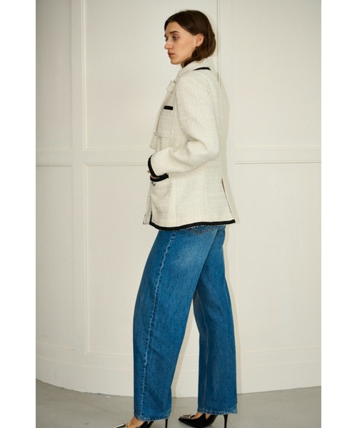 Estella.K(エステラケー)の「Ivanna Tweed Bow Jacket タイ取り外しツィードJK(ノーカラージャケット・レディース・ブラック/オフホワイト・FREE)」の10枚目の写真