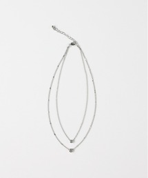 Right-on（ライトオン）の「【Right-on Basic】2連ビジュー ネックレス (ミニマルデザイン / レイヤードスタイル / アジャスター付き)（ネックレス）」