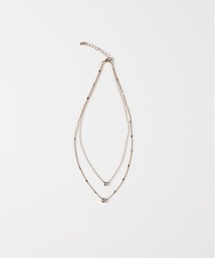 Right-on（ライトオン）の「【Right-on Basic】2連ビジュー ネックレス (ミニマルデザイン / レイヤードスタイル / アジャスター付き)（ネックレス）」