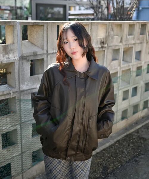 LADY VOLUME(レディーボリューム)の「9200-2 ヴィンテージコーティングレザージャケット (ブラウン)(ライダースジャケット・レディース・その他・FREE)」の2枚目の写真