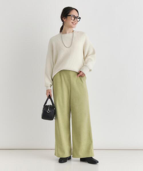 Right-on（ライトオン）の「HONEYSUCKLE ROSE(ハニーサックルローズ)【レディース】カットコーデュロイ裏起毛イージーワイドパンツ（その他パンツ・レディース・グリーン/オフホワイト/ブラック・S/M/L）」の16枚目の写真