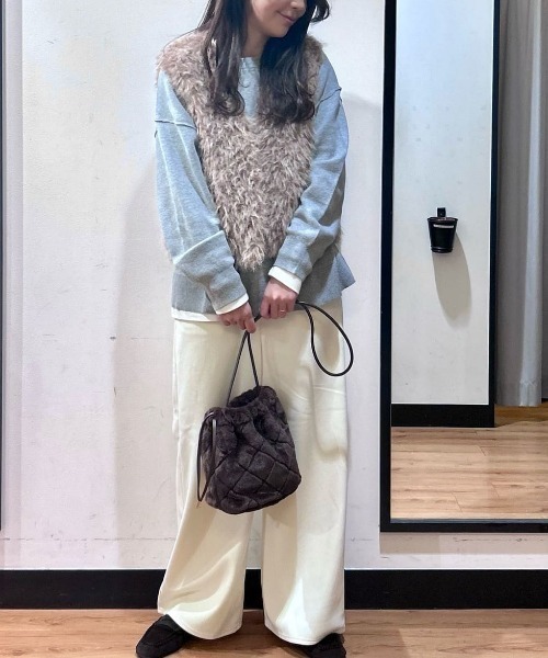 Right-on（ライトオン）の「【HONEYSUCKLE ROSE】カットコーデュロイ 裏起毛イージーワイドパンツ (セミワイドシルエット / 上品な凹凸感 / リラックスフィット / 保温性)（その他パンツ・レディース・グリーン/オフホワイト/ブラック・S/M/L）」の16枚目の写真