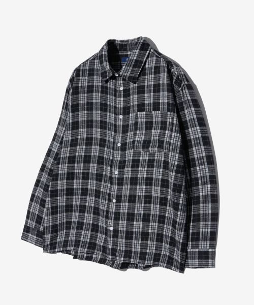 YALE(イェール)の「フランネルヴィンテージオーバーサイズチェックシャツ_ブラック(シャツ/ブラウス・レディース・その他・SMALL/MEDIUM/LARGE)」の1枚目の写真