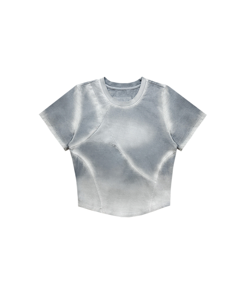 BLR(ビーエルアール)の「Bleached Triangle Gradation Washing T-shirts(Tシャツ/カットソー・レディース・グレー・SMALL)」の2枚目の写真
