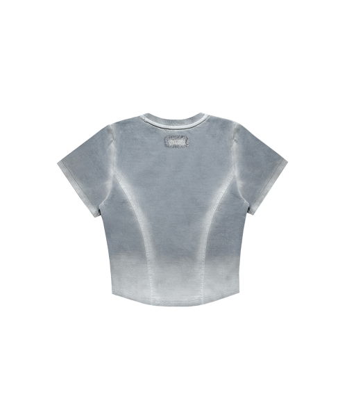 BLR(ビーエルアール)の「Bleached Triangle Gradation Washing T-shirts(Tシャツ/カットソー・レディース・グレー・SMALL)」の3枚目の写真
