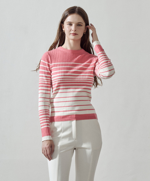 LORDLOAR（ロードロアル）の「スリムストライプリブニット ピンク（ニット/セーター・レディース・その他・SMALL/LARGE/MEDIUM）」の4枚目の写真