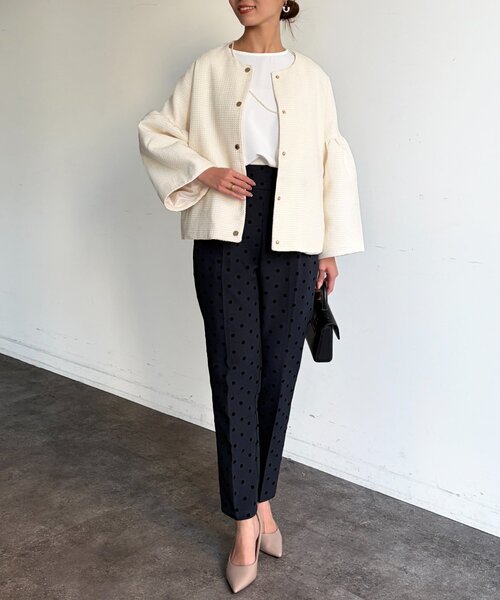 Chez toi（シェトワ）の「【セレモニー対応可】袖フレアツイードジャケット（その他アウター・レディース・オフホワイト/ブラック・FREE）」の7枚目の写真