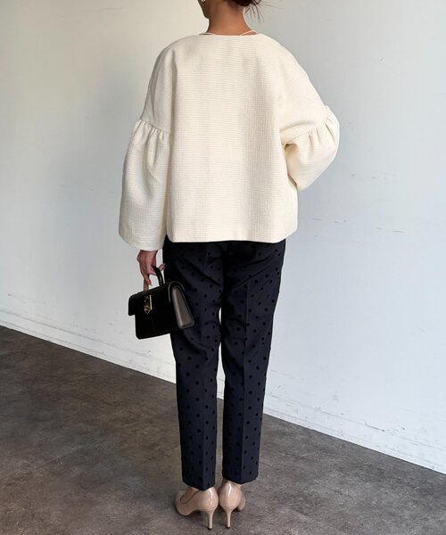 Chez toi（シェトワ）の「【セレモニー対応可】袖フレアツイードジャケット（その他アウター・レディース・オフホワイト/ブラック・FREE）」の10枚目の写真