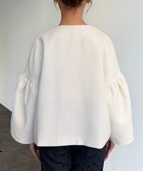 Chez toi（シェトワ）の「【セレモニー対応可】袖フレアツイードジャケット（その他アウター・レディース・オフホワイト/ブラック・FREE）」の13枚目の写真