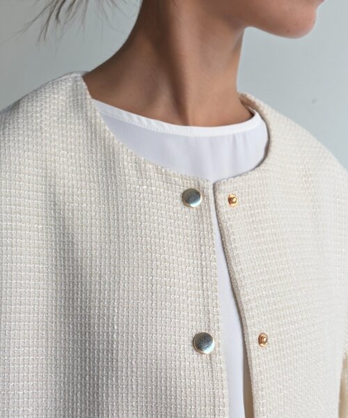 Chez toi（シェトワ）の「【セレモニー対応可】袖フレアツイードジャケット（その他アウター・レディース・オフホワイト/ブラック・FREE）」の14枚目の写真