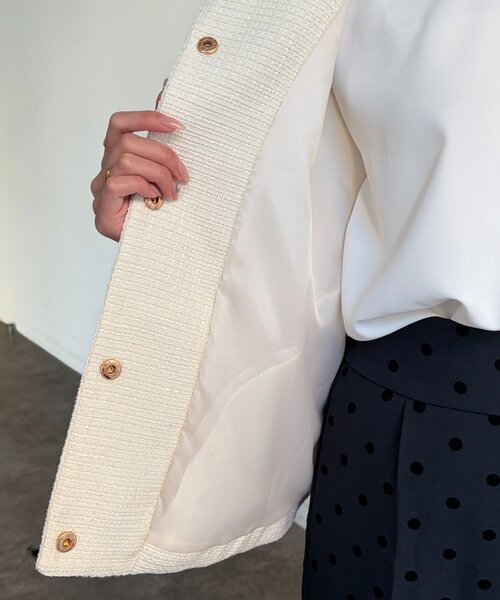 Chez toi（シェトワ）の「【セレモニー対応可】袖フレアツイードジャケット（その他アウター・レディース・オフホワイト/ブラック・FREE）」の17枚目の写真