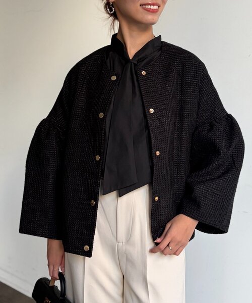 Chez toi（シェトワ）の「【セレモニー対応可】袖フレアツイードジャケット（その他アウター・レディース・オフホワイト/ブラック・FREE）」の18枚目の写真