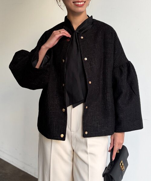 Chez toi（シェトワ）の「【セレモニー対応可】袖フレアツイードジャケット（その他アウター・レディース・オフホワイト/ブラック・FREE）」の19枚目の写真