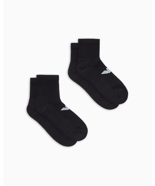 EMPORIO ARMANI（エンポリオアルマーニ）の「<オンライン限定>【エンポリオ アルマーニ】ショートソックス2足セット テリークロス イーグルロゴ（ソックス/靴下・メンズ・ホワイト/ブラック・FREE）」の2枚目の写真