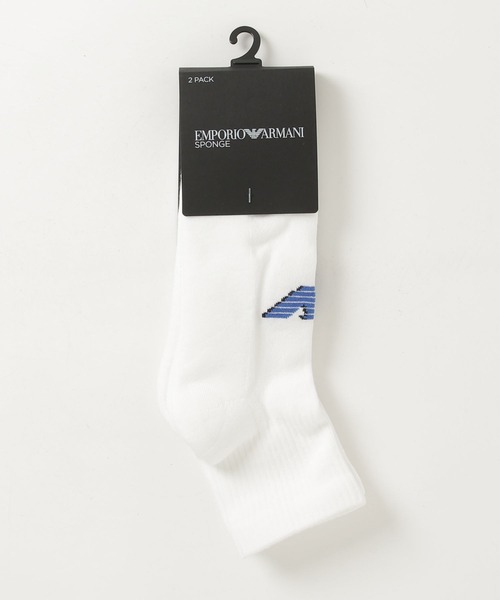 EMPORIO ARMANI（エンポリオアルマーニ）の「<オンライン限定>【エンポリオ アルマーニ】ショートソックス2足セット テリークロス イーグルロゴ（ソックス/靴下・メンズ・ホワイト/ブラック・FREE）」の4枚目の写真