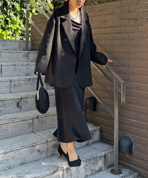 ISOOK（アイスー）の「【ISOOK / アイスー】オーバーサイズダブルテーラードジャケット / ルーズ ビッグシルエット 春 オケージョン アウター 薄手 ブラウン グレー ブラック（テーラードジャケット・レディース・ダークブラウン/グレー/ブラック・FREE）」の5枚目の写真