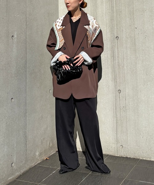 ISOOK（アイスー）の「【ISOOK / アイスー】オーバーサイズダブルテーラードジャケット / ルーズ ビッグシルエット 春 オケージョン アウター 薄手 ブラウン グレー ブラック（テーラードジャケット・レディース・ダークブラウン/グレー/ブラック・FREE）」の15枚目の写真