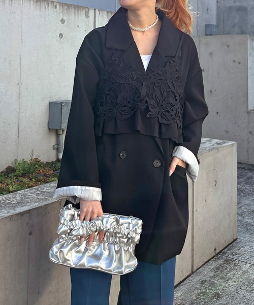 ISOOK（アイスー）の「【ISOOK / アイスー】オーバーサイズダブルテーラードジャケット / ルーズ ビッグシルエット 春 オケージョン アウター 薄手 ブラウン グレー ブラック（テーラードジャケット・レディース・ダークブラウン/グレー/ブラック・FREE）」の18枚目の写真