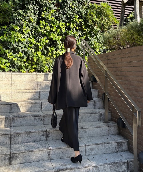 ISOOK（アイスー）の「【ISOOK / アイスー】オーバーサイズダブルテーラードジャケット / ルーズ ビッグシルエット 春 オケージョン アウター 薄手 ブラウン グレー ブラック（テーラードジャケット・レディース・ダークブラウン/グレー/ブラック・FREE）」の6枚目の写真