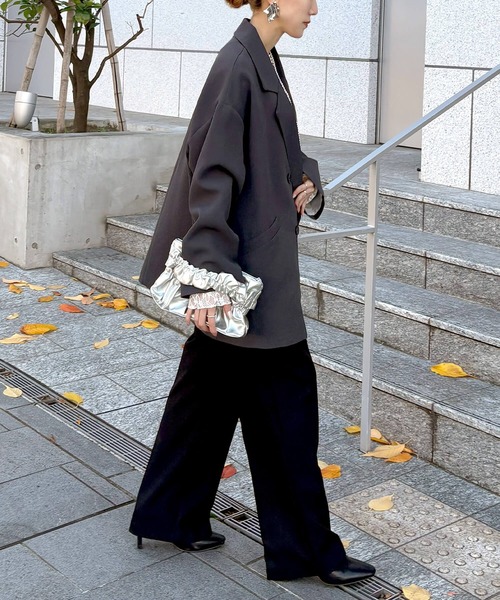 ISOOK（アイスー）の「【ISOOK / アイスー】オーバーサイズダブルテーラードジャケット / ルーズ ビッグシルエット 春 オケージョン アウター 薄手 ブラウン グレー ブラック（テーラードジャケット・レディース・ダークブラウン/グレー/ブラック・FREE）」の11枚目の写真