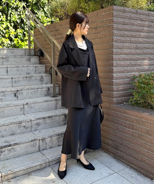 ISOOK（アイスー）の「【ISOOK / アイスー】オーバーサイズダブルテーラードジャケット / ルーズ ビッグシルエット 春 オケージョン アウター 薄手 ブラウン グレー ブラック（テーラードジャケット・レディース・ダークブラウン/グレー/ブラック・FREE）」の4枚目の写真