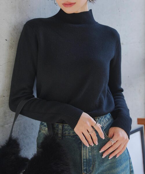 セール】[ 裏起毛 ] 選べる2タイプ裏シャギー暖かニットトップス