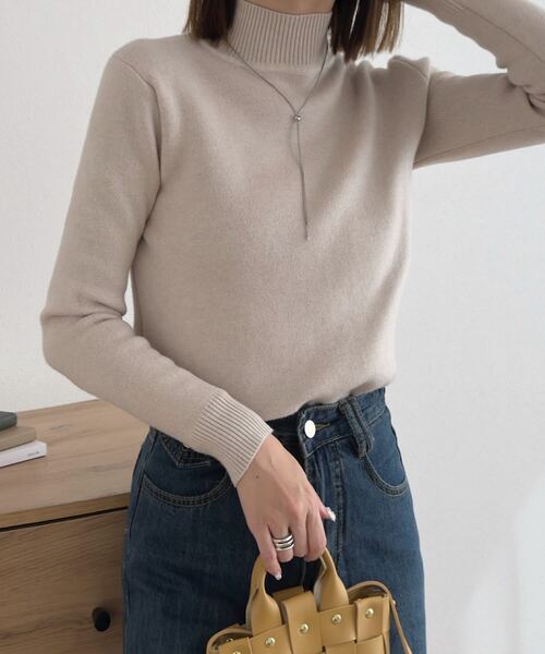 KOBE LETTUCE（コウベレタス）の「[ 裏起毛 ] 選べる2タイプ裏シャギー暖かニットトップス（ニット/セーター・レディース・ベージュ/ネイビー/ブラック系/ピンク/ベージュ系/ピンク系/ブラック/ホワイト系/オフホワイト/グレー/グレー系/ネイビー系・M/M1）」の8枚目の写真