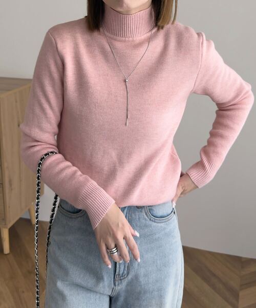 KOBE LETTUCE（コウベレタス）の「[ 裏起毛 ] 選べる2タイプ裏シャギー暖かニットトップス（ニット/セーター・レディース・ベージュ/ネイビー/ブラック系/ピンク/ベージュ系/ピンク系/ブラック/ホワイト系/オフホワイト/グレー/グレー系/ネイビー系・M/M1）」の12枚目の写真