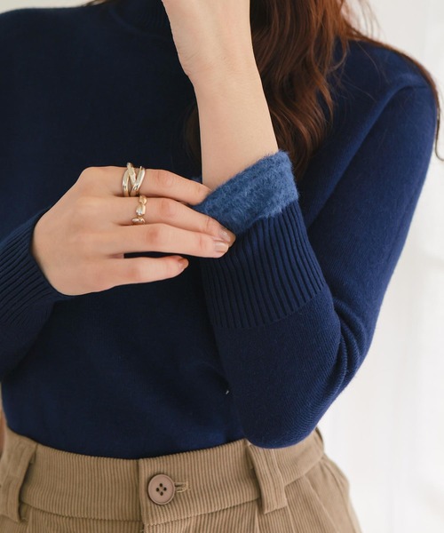 KOBE LETTUCE（コウベレタス）の「[ 裏起毛 ] 選べる2タイプ裏シャギー暖かニットトップス（ニット/セーター・レディース・ベージュ/ネイビー/ブラック系/ピンク/ベージュ系/ピンク系/ブラック/ホワイト系/オフホワイト/グレー/グレー系/ネイビー系・M/M1）」の18枚目の写真