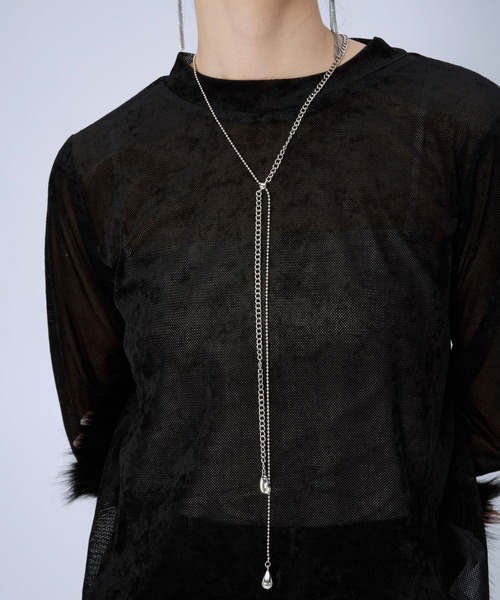 HARE（ハレ）の「ミックスチェーンラリエットネックレス(HARE)（ネックレス・レディース・シルバー・FREE）」の4枚目の写真