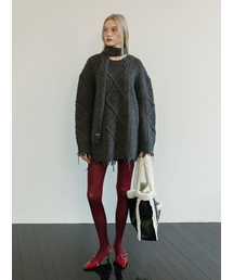 DAMAGE CABLE KNIT / CHARCOAL