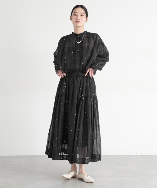 studio CLIP（スタディオクリップ）の「《natural by clip》スクエアドット刺繍ブラウス（シャツ/ブラウス・レディース・アイボリー/ブラック・FREE）」の10枚目の写真