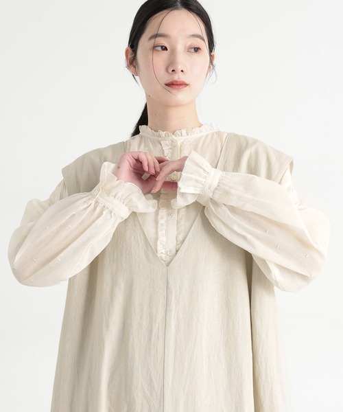 studio CLIP（スタディオクリップ）の「《natural by clip》スクエアドット刺繍ブラウス（シャツ/ブラウス・レディース・アイボリー/ブラック・FREE）」の14枚目の写真