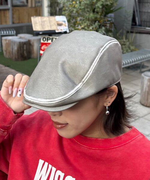 CIAOPANIC TYPY（チャオパニックティピー）の「【UNISEX】レザーハンチング（ハット・レディース・ブラウン/グレー・ONE SIZE）」の2枚目の写真